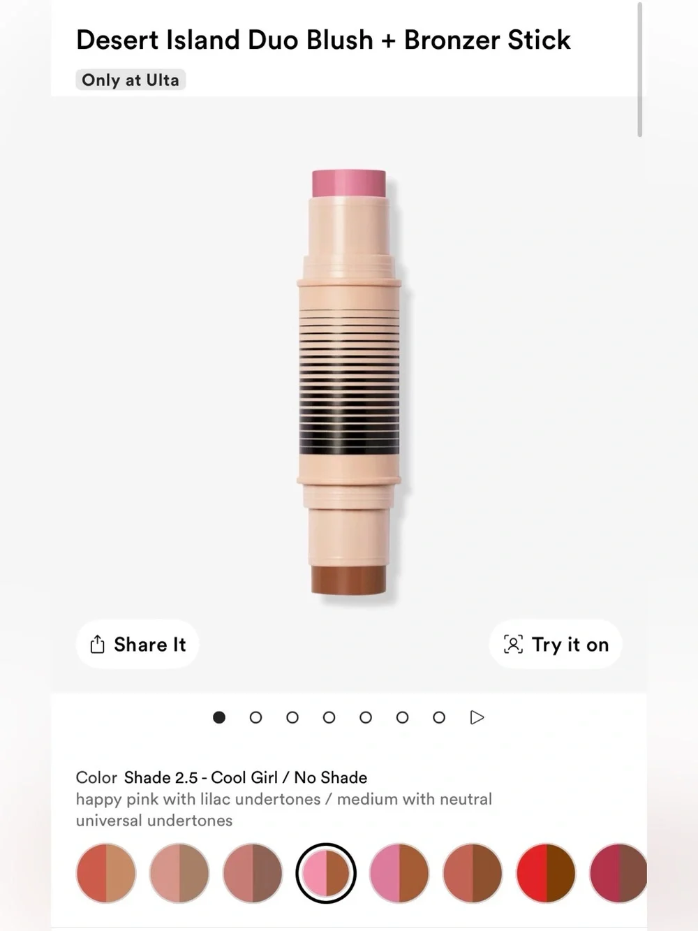 Dibs Desert Island Duo Blush/Bronzer Stick — Shade 2.5 Cool Girl/No Shade